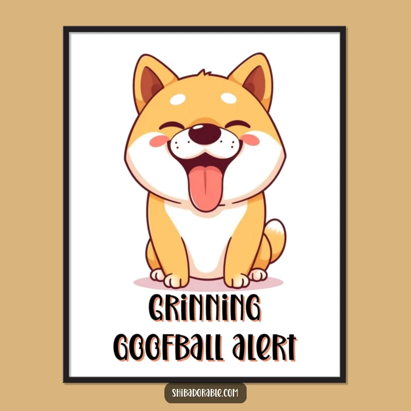 Funny Happy Shiba Inu Grin Digital Art - Instant Goofy Dog Decor