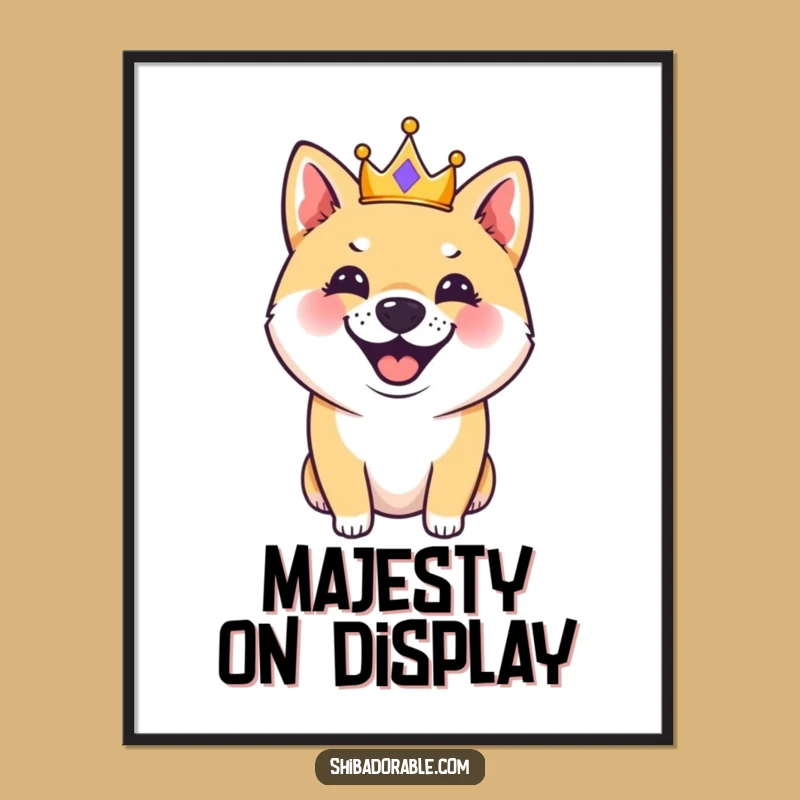 Funny Royal Shiba Inu Digital Art: Printable Dog Crown Barks, Instant Funny Gift for Art Lovers