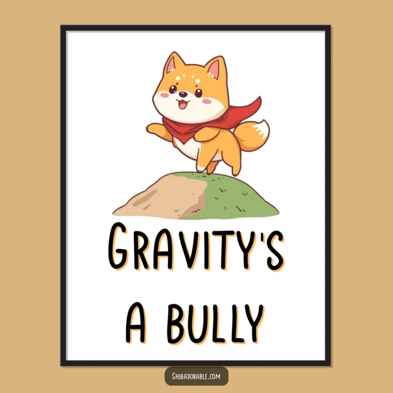 Funny Shiba Inu Flying Digital Print: Instant Heroic Art, Printable Dog Gift