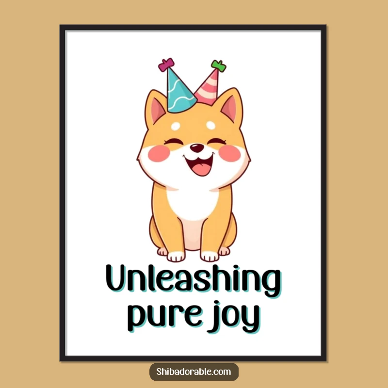 Funny Shiba Inu Party Digital Art: Joyful Dog Illustration for Hilarious Decor