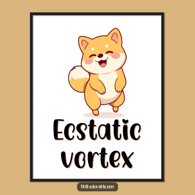 Funny Shiba Inu Spin Digital Print - Humorous Dog Wall Art