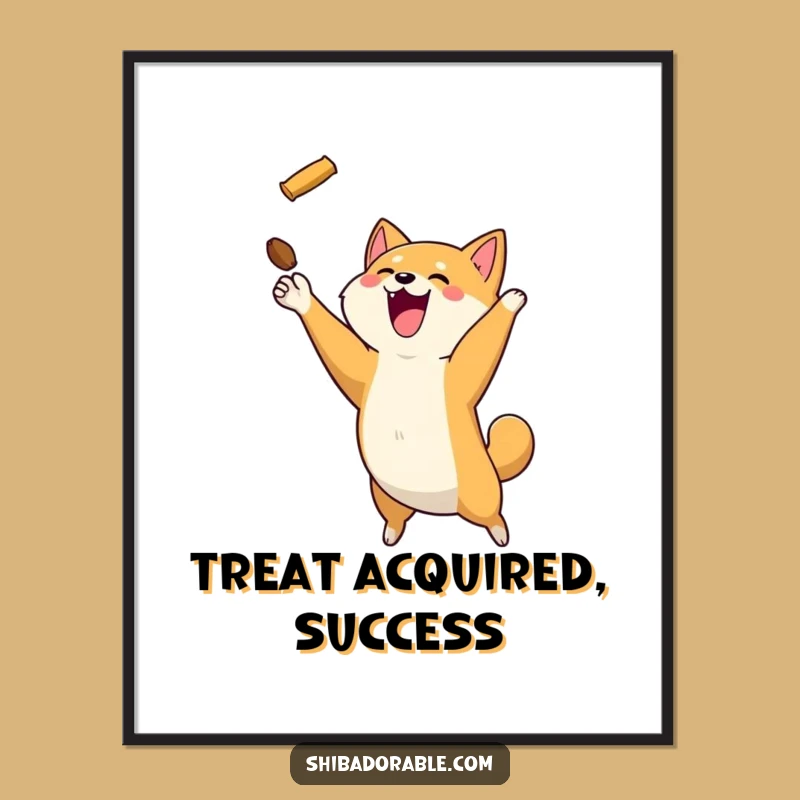 Funny Shiba Inu Treat Digital Print: Instant Joyful Wall Art for Dog Lovers
