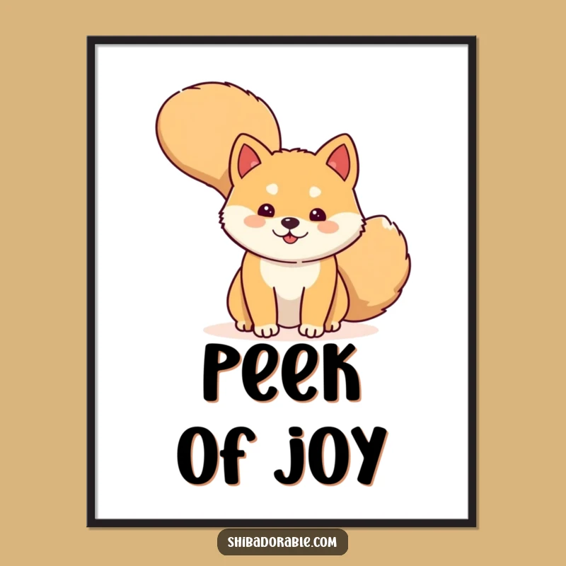 Funny Shiba Inu Peek Digital Art Print: Instant Charm with a Shy Pup - Perfect Gift!