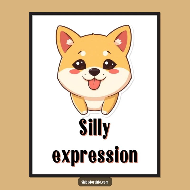 Funny Shiba Inu Tongue Out Digital Art Print: Instant Sass with a Silly Pup - Perfect Gift!