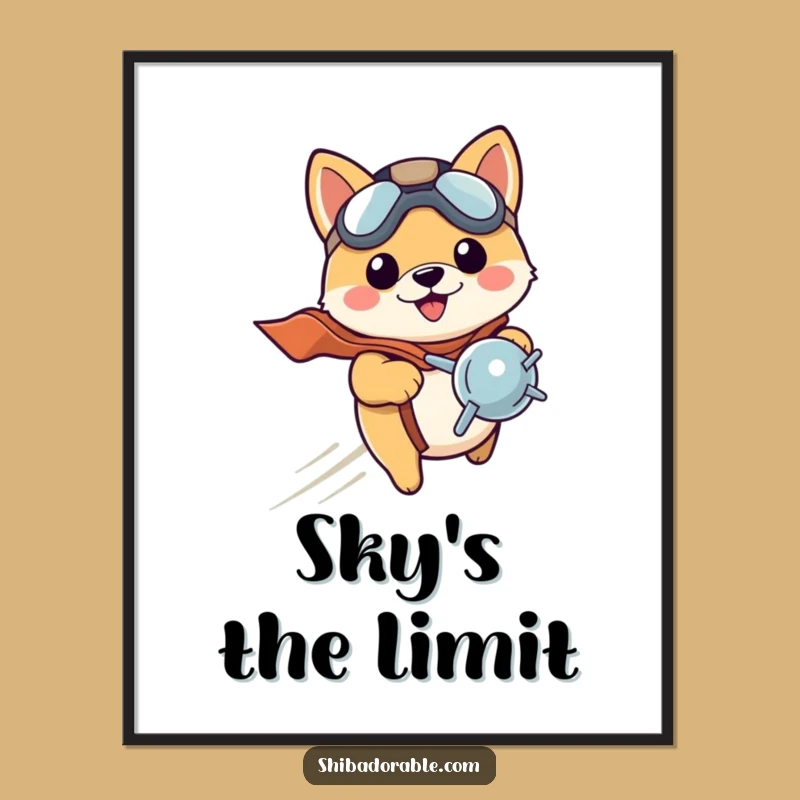 Funny Shiba Pilot Digital Print: Instant Joy - Downloadable Funny Gift!