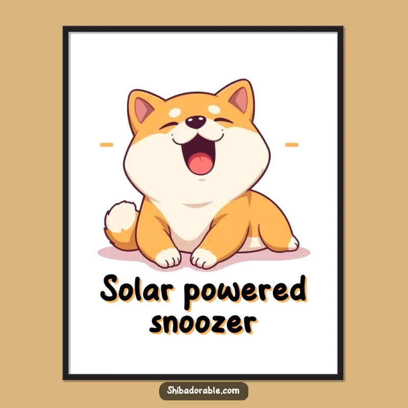 Funny Lazy Shiba Inu Sunbeam Digital Art - Relaxing Dog Print, Gift Idea!