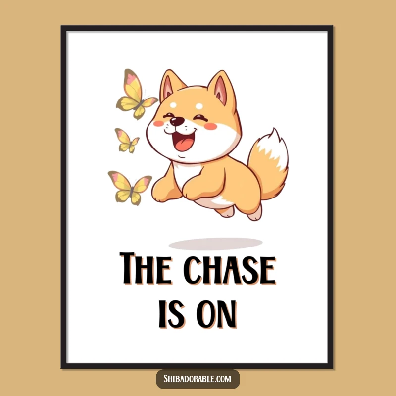 Funny Shiba Inu Butterfly Digital Print: Instant Joyful Art, Printable Dog Gift