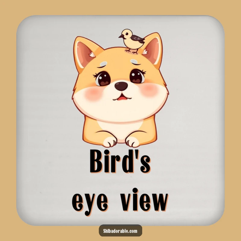 Funny Shiba Inu Bird Head Coaster - Protect Surfaces with Hilarious Dog Art!