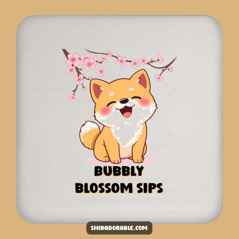 Funny Shiba Inu Blossom Chase Coasters - Protect Surfaces with Playful Art