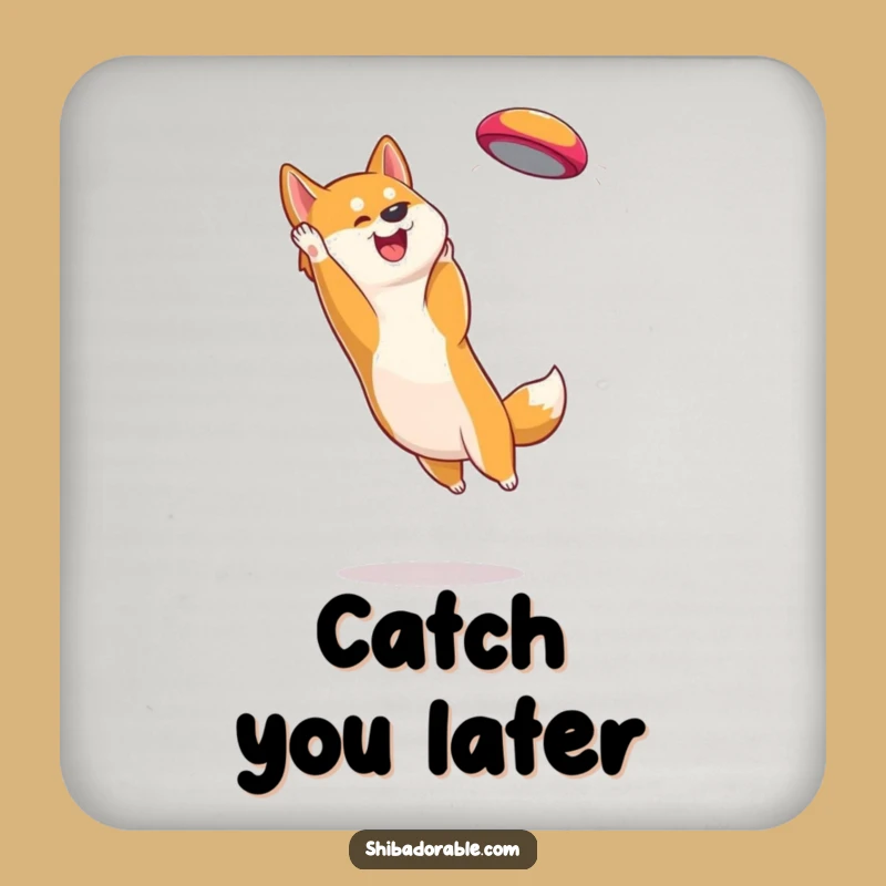Funny Shiba Inu Frisbee Catcher Coaster: Dog Lover Drink Protector