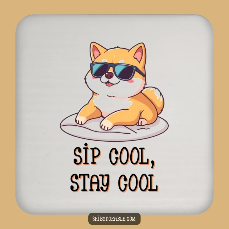 Funny Cool Shiba Inu Coaster Set - Protect Surfaces with Sunglasses Style