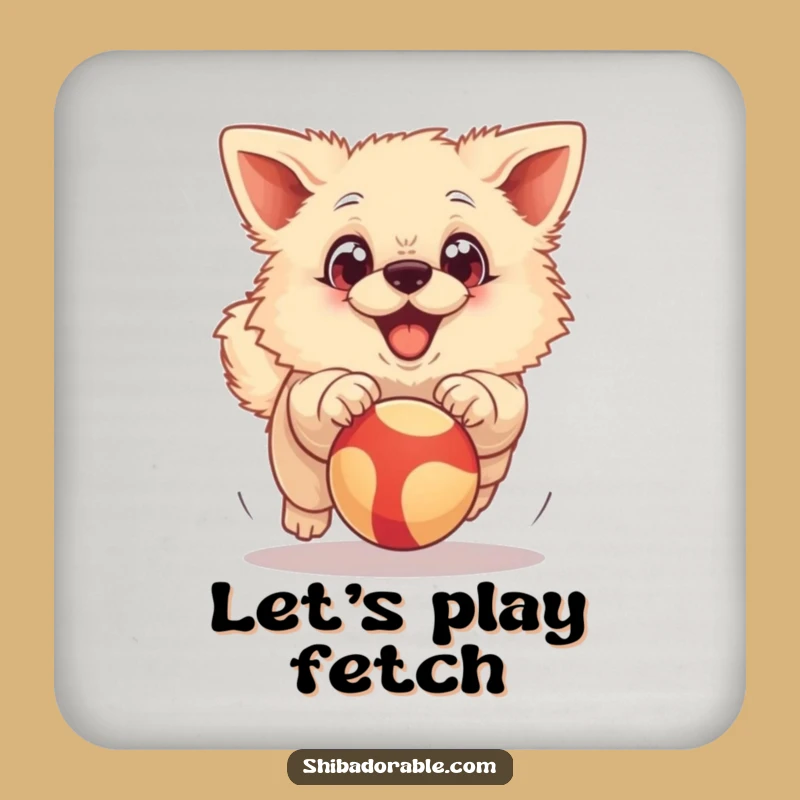 Funny Excited Dog Coaster: Big Eyed Dog Chasing Ball, Protect Surface Funny Gift