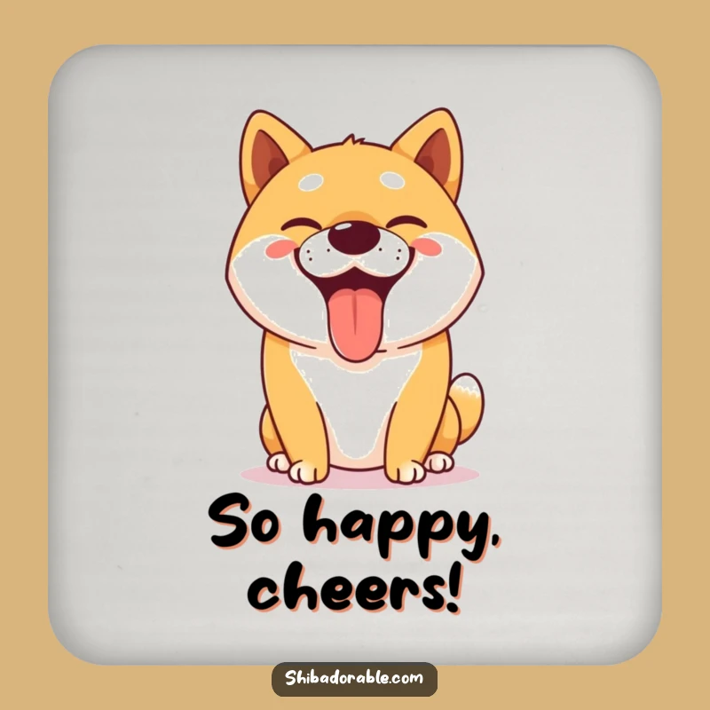 Funny Happy Shiba Inu Grin Coaster Set - Goofy Dog Table Protection