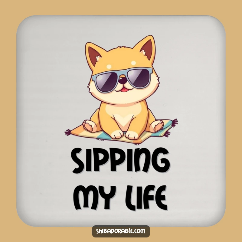 Funny Kawaii Shiba Inu Coaster Set - Hilarious Beach Pup Protection for Your Tables
