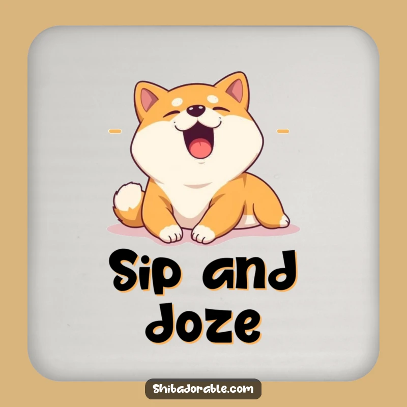 Funny Lazy Shiba Inu Sunbeam Coaster - Relaxed Style for Tables, Gift!