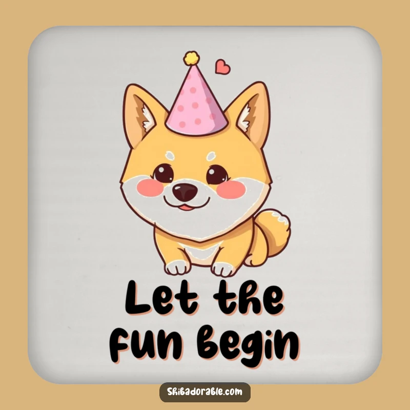 Funny Mischievous Shiba Party Hat Coaster Set - Hilarious Dog Table Protection