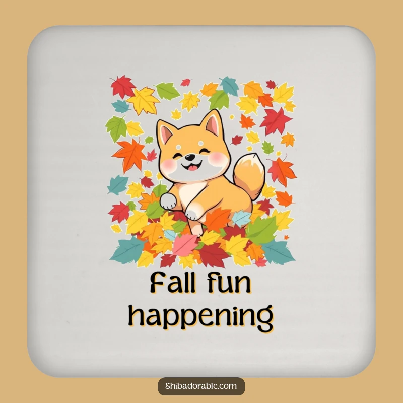 Funny Protective Shiba Inu Leaves Coaster - Chic & Hilarious Drink Saver Gift!