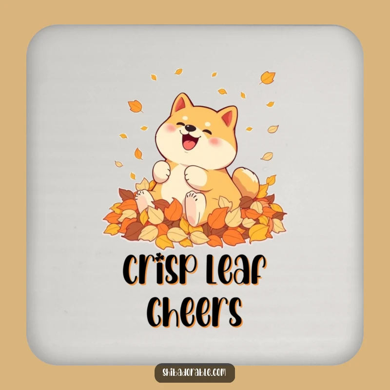 Funny Shiba Inu Autumn Leaves Coaster Set - Protect Surfaces with Seasonal Pup Charm