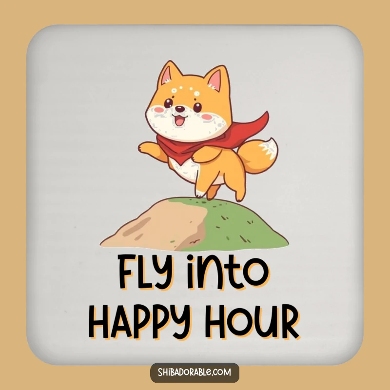 Funny Shiba Inu Coaster: Protect Surfaces with a Heroic Pup's Flight, Gift