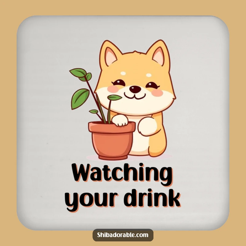 Funny Shiba Inu Coaster: Protect Surfaces with a Mischievous Pup's Peek, Gift
