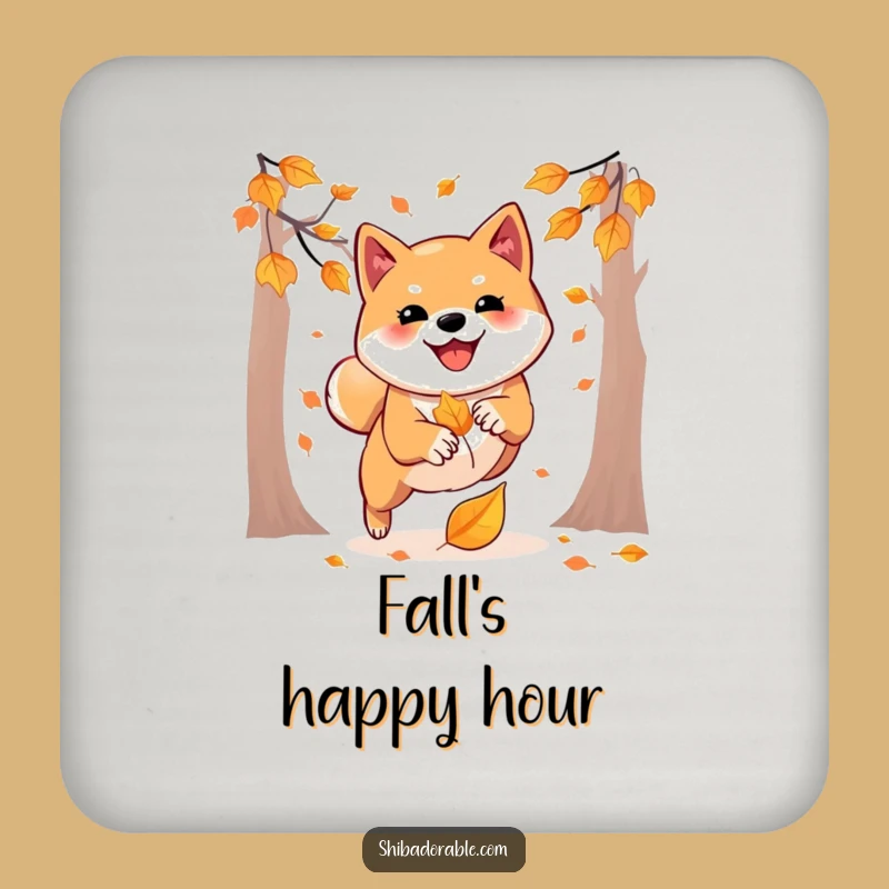 Funny Shiba Inu Coasters: Autumn Leaf Protection, Cute Funny Gift Set
