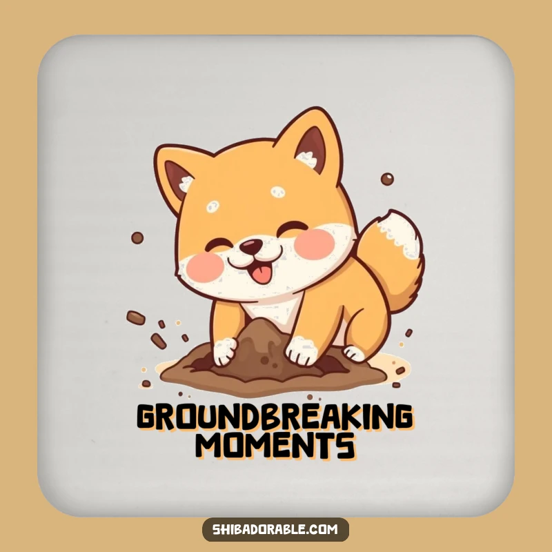 Funny Shiba Inu Digging Coaster - Messy Dog Dirt Flying Funny Gift