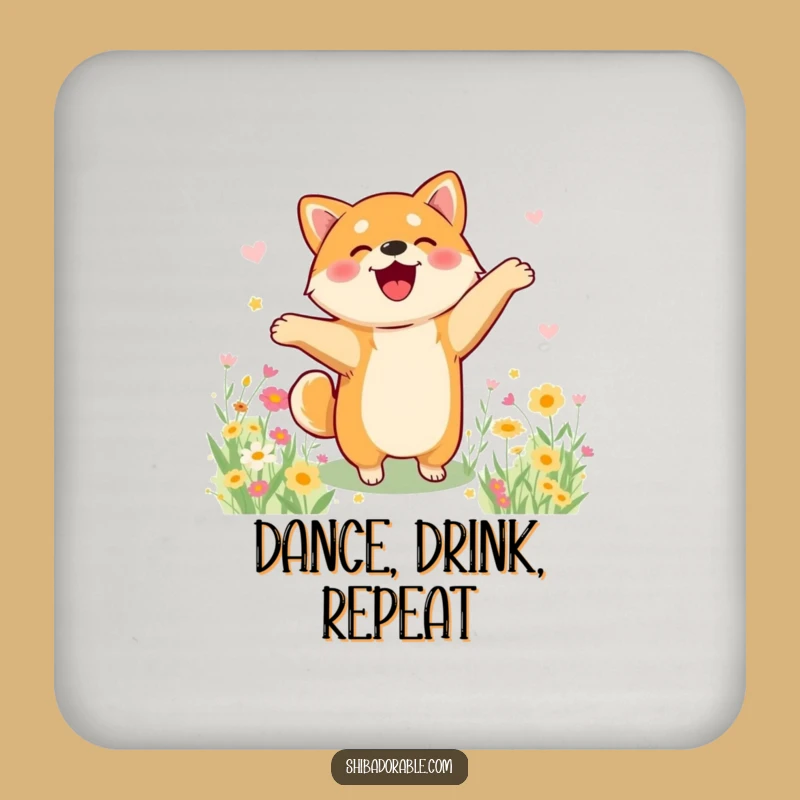 Funny Shiba Inu Flower Dance Coasters - Protect Surfaces with Joy