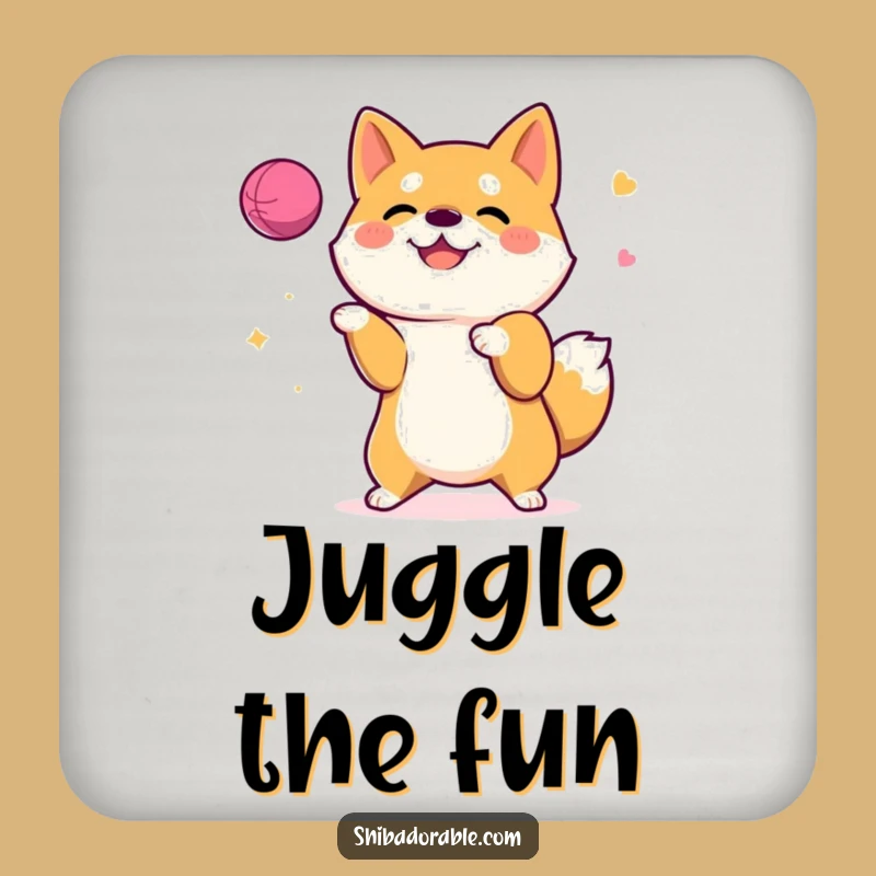 Funny Shiba Inu Juggling Drink Coaster: Protect Surfaces with a Talented Dog - Perfect Gift!