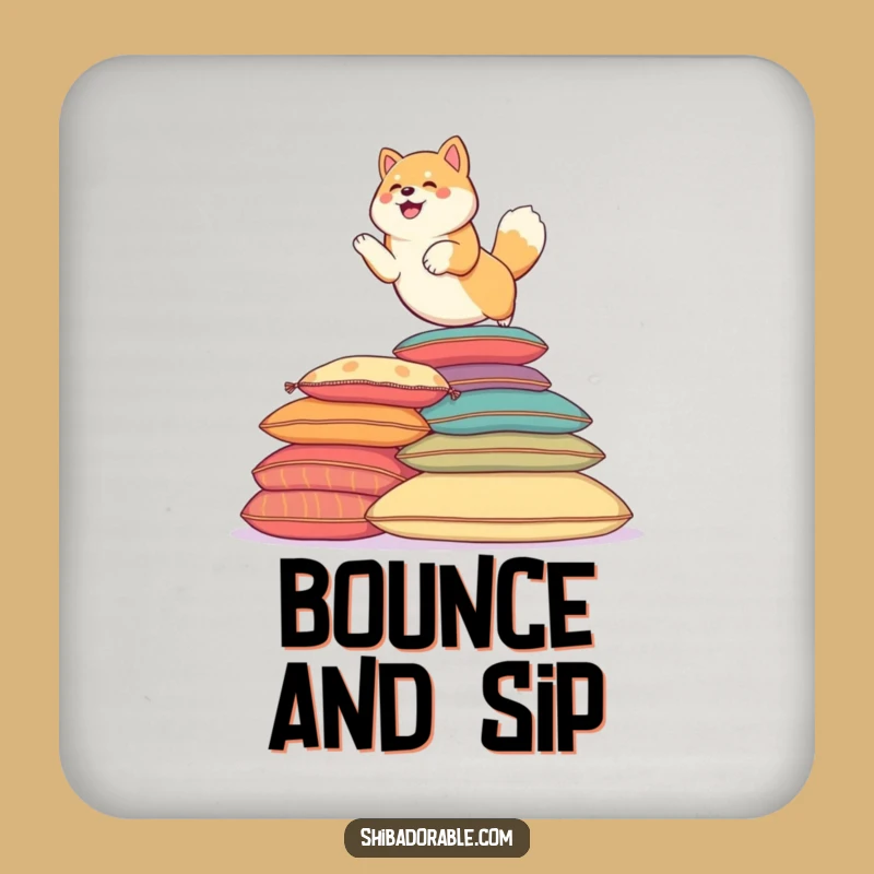 Funny Shiba Leaping Coaster Set: Protect Surfaces - Lively Funny Gift!