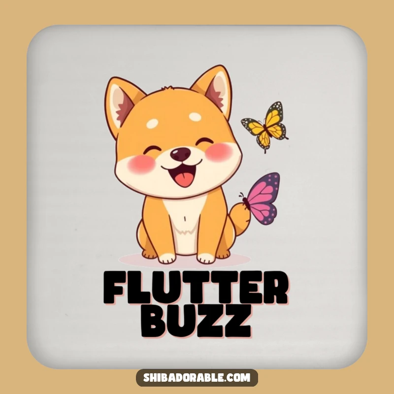 Funny Wagging Shiba Inu Butterfly Coaster: Add Cheer to Your Table