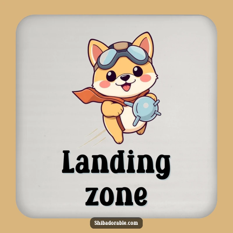 Funny Shiba Pilot Coaster Set: Protect Surfaces - Quirky Funny Gift!