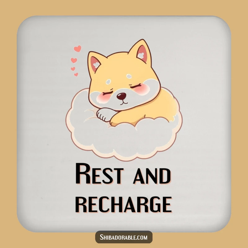 Funny Sleepy Shiba Inu Cloud Coaster: Protect Surfaces with Comfy Style