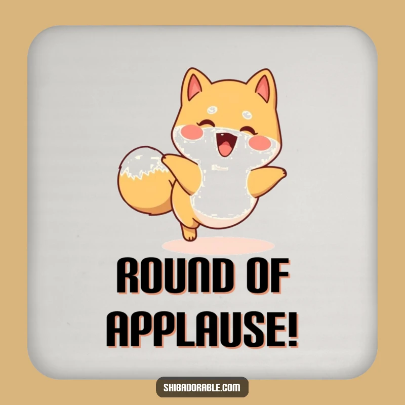 Funny Happy Shiba Inu Tail Chase Coaster Set: Protect Surfaces