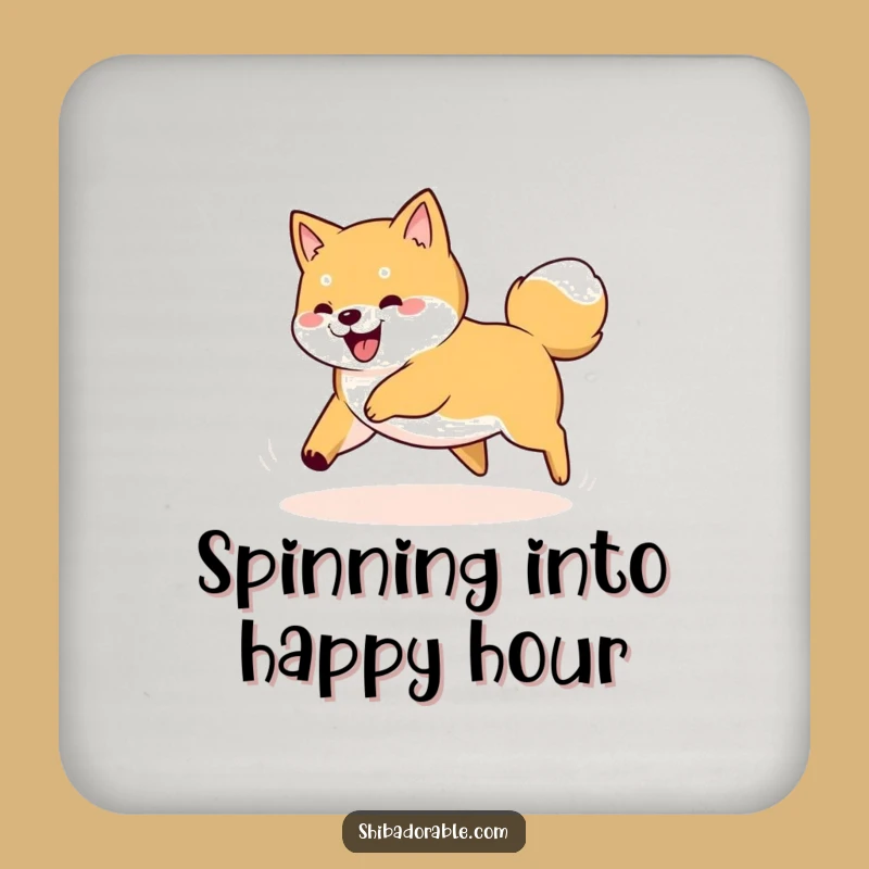 Funny Shiba Inu Tail Chase Coaster: Protect Surfaces with Doggy Whimsy