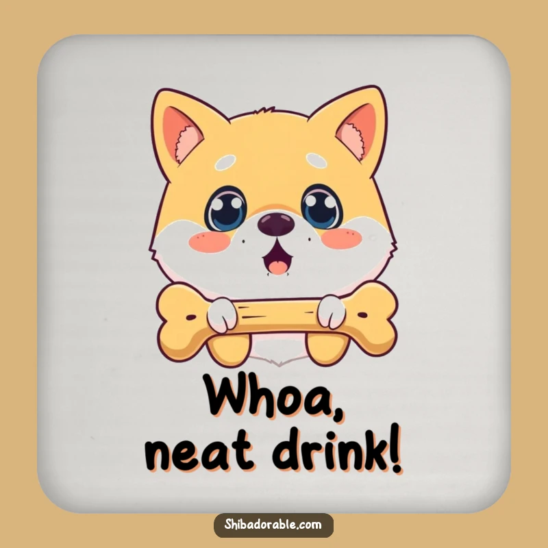 Funny Surprised Shiba Inu Bone Coaster Set: Protect Surfaces