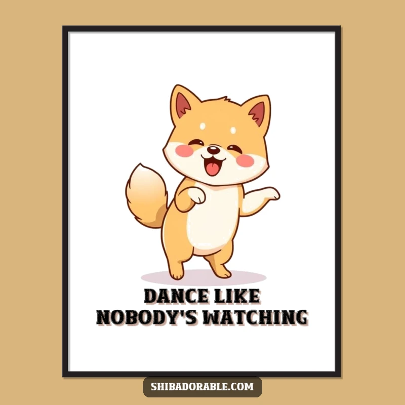 Funny Shiba Inu Poster: Dog Dance Art, Energetic Funny Gift Decor