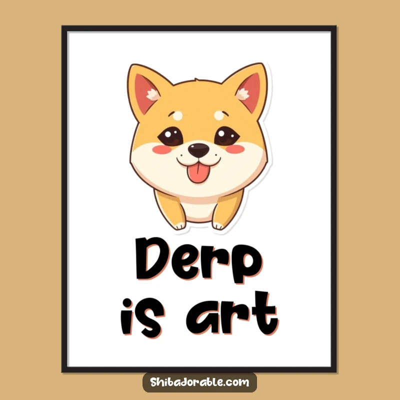 Funny Shiba Inu Tongue Out Poster: Silly Dog Art - Great Wall Decor Gift!