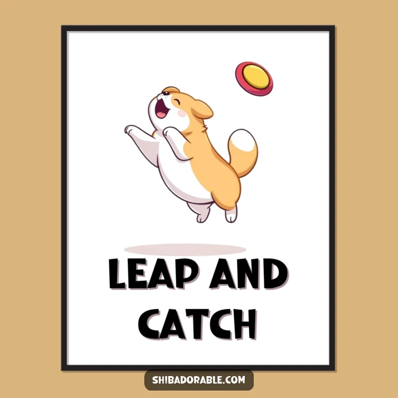 Funny Dog Frisbee Art Print - Hilarious Canine Action Poster Gift