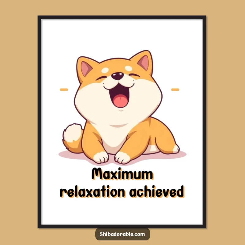 Funny Lazy Shiba Inu Sunbeam Poster - Relaxing Dog Art Print, Gift Idea!