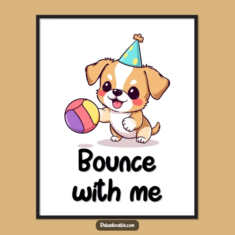 Funny Party Dog Poster - Whimsical and Hilarious Wall Art Gift