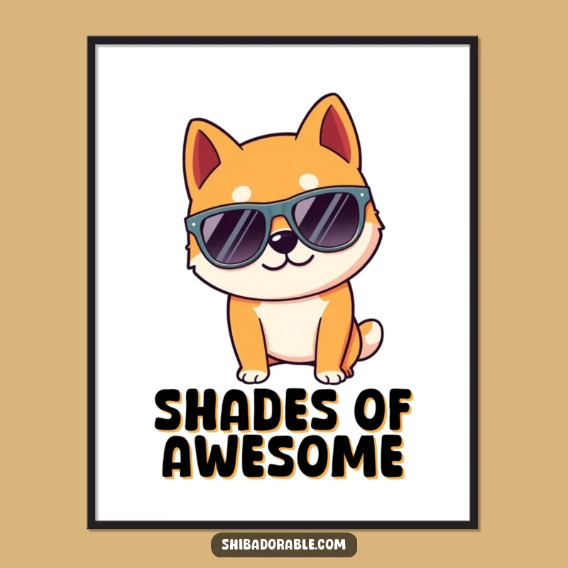 Funny Shiba Cool Dog Poster: Shades Art - Wall-Worthy Funny Gift!