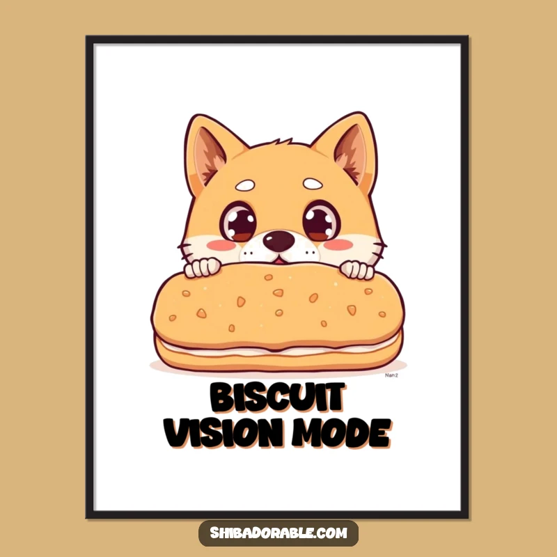 Funny Shiba Inu Biscuit Poster - Surprised Dog Eyes Funny Art