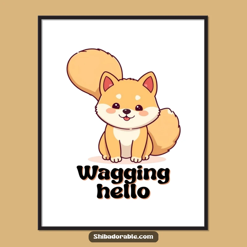Funny Shiba Inu Peek Poster: Shy Dog Art - Great Wall Decor Gift!