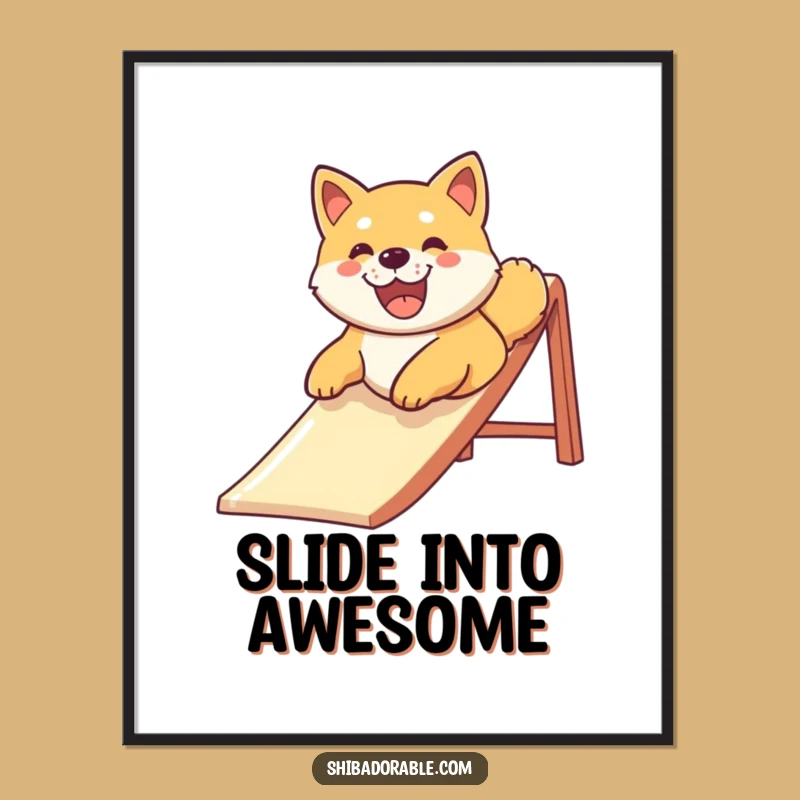 Funny Shiba Inu Playground Fun Poster - Joyful Wall Art & Hilarious Dog Gift!