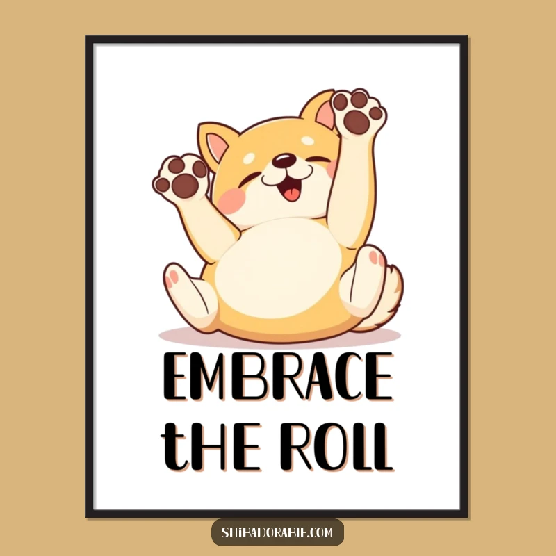 Funny Shiba Inu Rolling Poster: Expressive Dog Art - Great Wall Decor Gift!