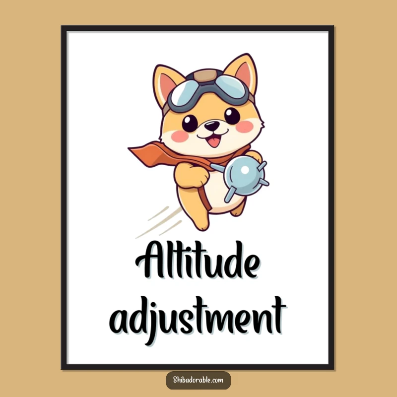 Funny Shiba Pilot Poster: Cute Puppy Art - Perfect Funny Gift Decor!