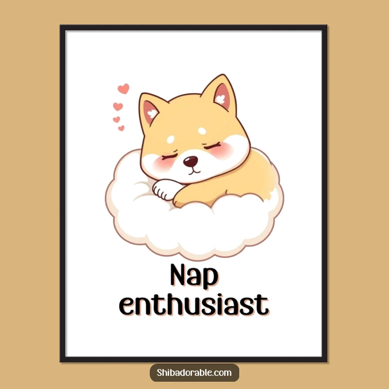 Funny Sleepy Shiba Inu Cloud Poster: Adorable & Hilarious Dog Wall Art
