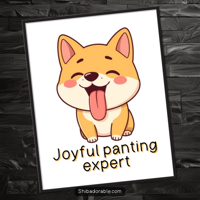 Funny Shiba Inu Poster: A Shiba Inu happily pants with its tongue sticking out, a delightful and humorous illustration.