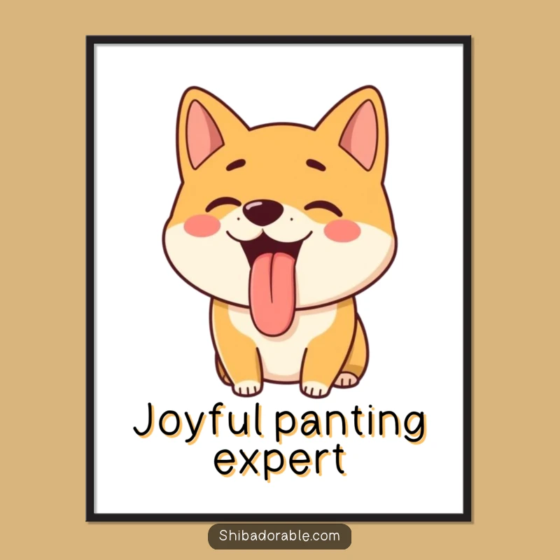 Funny Shiba Inu Poster: Whimsical Wall Art of a Happy Panting Dog