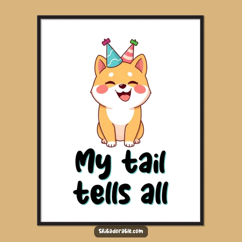 Funny Shiba Inu Party Dog Poster: Joyful Wall Art for a Hilarious Gift